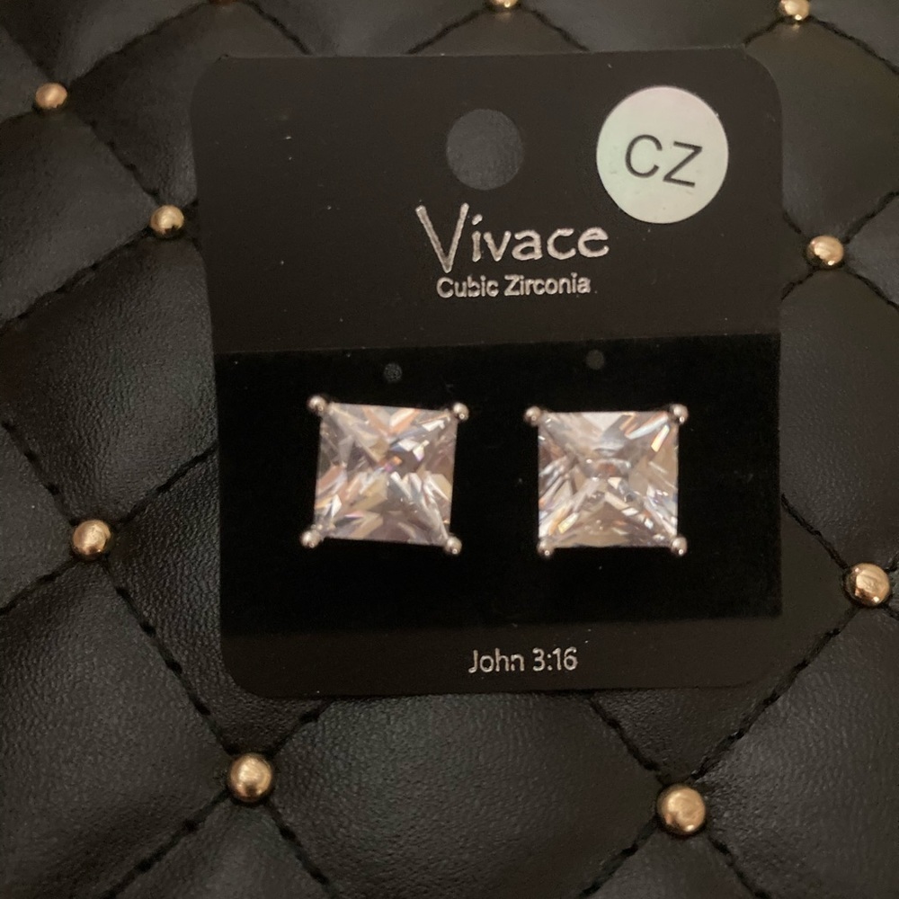 Cushion Cut CZ Earrings - Picture 4 of 4
